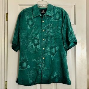 Jamaica Jaxx Men’s Large Short Sleeve Shirt 100% Silk Hawaiian Vacation Paradise